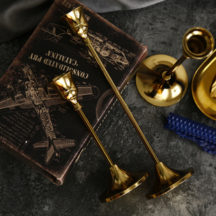 创意铁艺电镀黄铜色烛台摆件浪漫婚庆表白道具餐厅气氛装饰品摆件