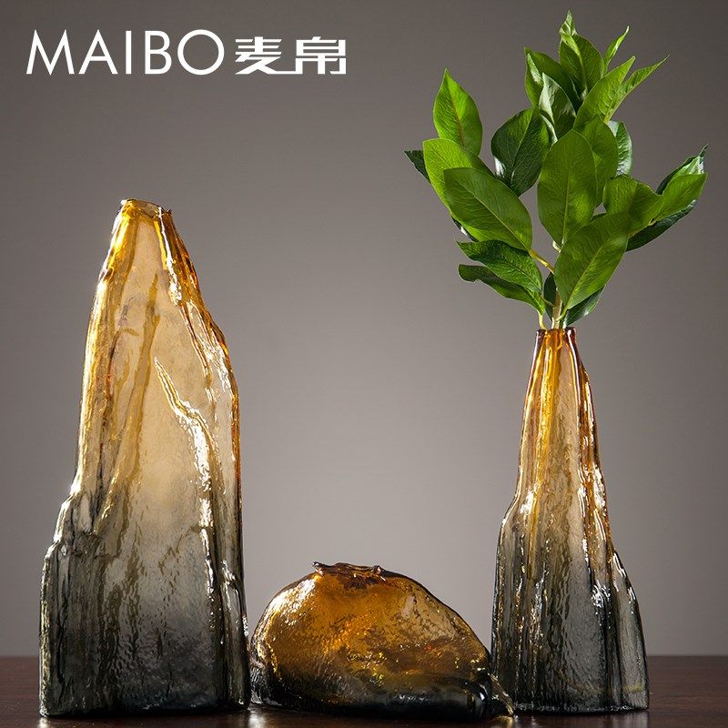 麦帛渐变玻璃花瓶琉璃山岳摆件现代客厅电视柜样板间山峰摆设,家居饰品,花瓶,淘宝优惠券,粉丝福利购,淘宝优惠卷