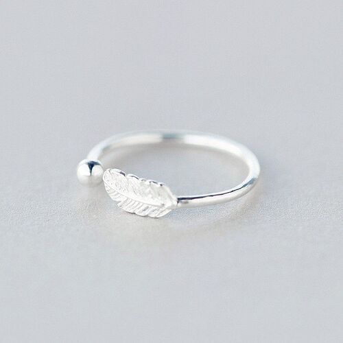 Simple Fashion Silver Color Cute Elegant Feather Adjustable