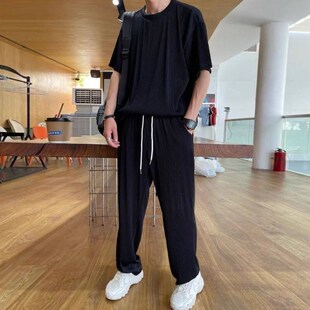 Boys Casual And Fashionable Solid Color Suit Loose Round Nec