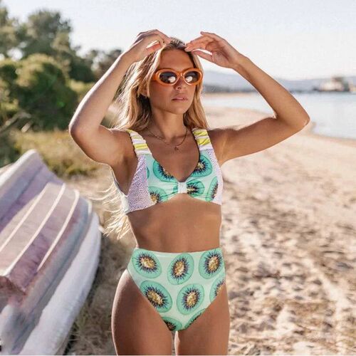 2021 New for Women Multicolor High Waist Floral Printing Bik