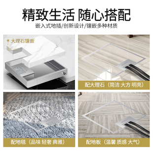 大理石不锈钢地插座隐形纯平银色隐藏式网络防水地板盖板嵌入五孔