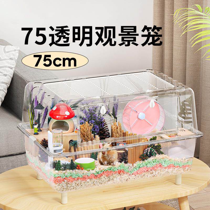 仓鼠笼子75超大号金丝熊透明笼亚克力刺猬芦丁鸡饲养箱豪华景观笼