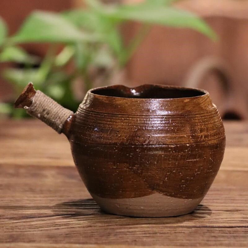 慕古老罐侧把公道杯传统老式复古纯手工柴烧粗陶茶海分茶器茶配件