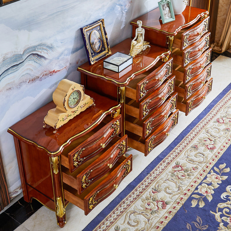 欧式三斗柜 美式别墅客厅复古描金银实木雕花储物收纳柜靠墙边柜,住宅家具,斗柜,淘宝优惠券,粉丝福利购,淘宝优惠卷