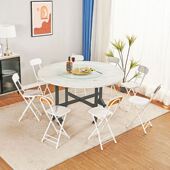 折叠桌家用移动餐桌小户型多功能吃饭桌子圆形创意客厅桌子大圆桌