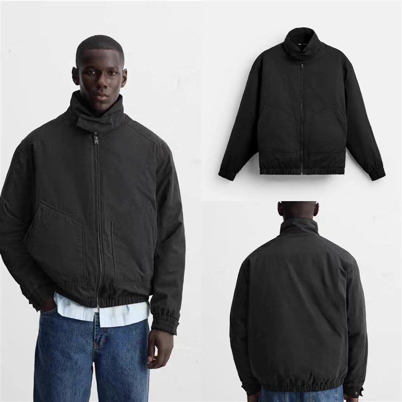 2024秋冬新品男装白色科技面料棉服拉链长袖夹克外套棉衣 8281326