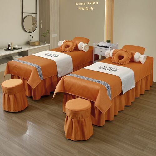 2024新款美容床罩四件套按摩床单床罩2件套四季通用定制洗头床罩