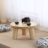 日式 飘窗小茶几实木小桌子卧室坐地家用圆桌窗台榻榻米茶几矮桌子