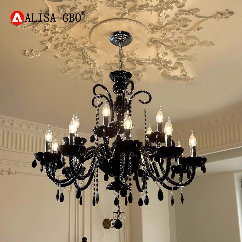 爱丽莎法式客厅吊灯复古黑色高级感欧式宫廷风蜡烛水晶烛台餐厅灯,家装灯饰光源,客厅吊灯,淘宝优惠券,粉丝福利购,淘宝优惠卷