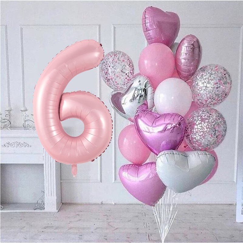 12pcs/lot boy Birthday Balloons with 40inch blue Number balo - 实物图