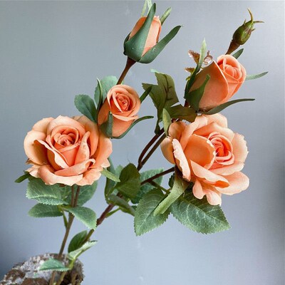 NEW delicate roses branch silk artificial flowers home weddi