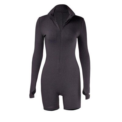 Women Outfit Embroidery Lucky Label Slim Jumpsuits Zipper Hi