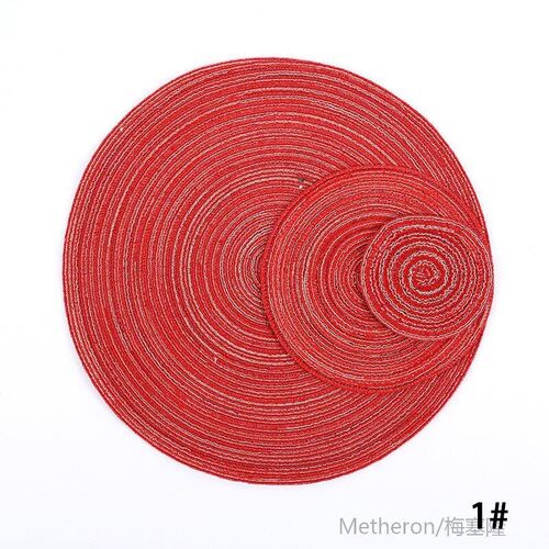 *Round Weaving Placemat Dining Table Pad, Heat Resistant Kit