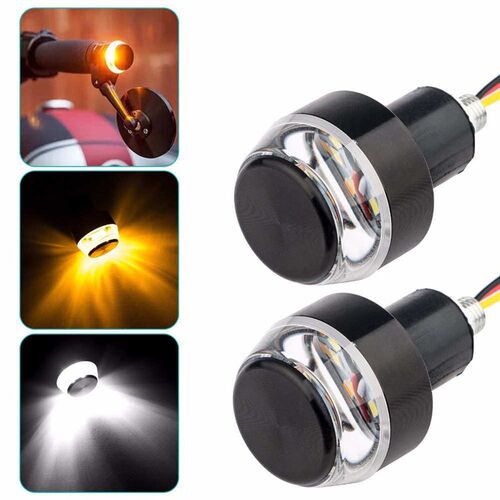 2025 2pcs DC 12V Motorcycle LED Handlebar End Turn Signal Li