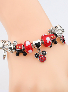 2020 Classic Design Red Crystal Mickey Minnie Pendant Bead B