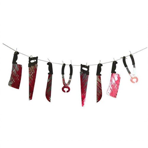 Halloween decorations pull flags blood knife skewers万圣装饰