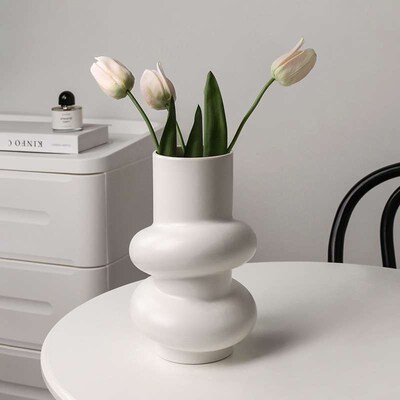 Behanmei Special-shaped Ceramic Vase Hydroponic White Home M