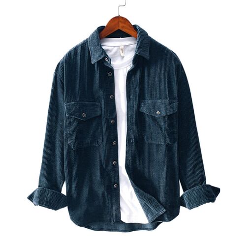 Vintage Men Shirt 2022 Spring Autumn Casual Solid Color Long