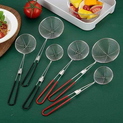 Stainless Steel Colander Sieve,Wire Skimmer Spoon With Handl