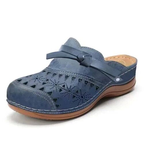 Womens Summer Flat Round Toe Sandals 2024 New Retro Button