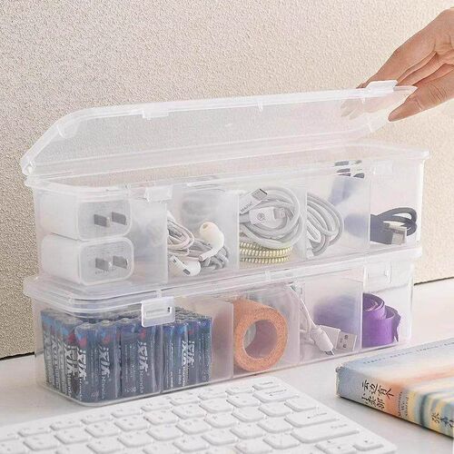 Desktop Data Cable Organizer Box with Compartments, Large Ca