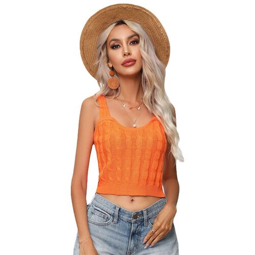 Twist Knitted Sling Womens Twist Sleeveless U-neck Sweater