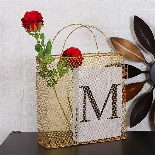 Mesh Metal Table Storage Basket with Handle Chic Nordic