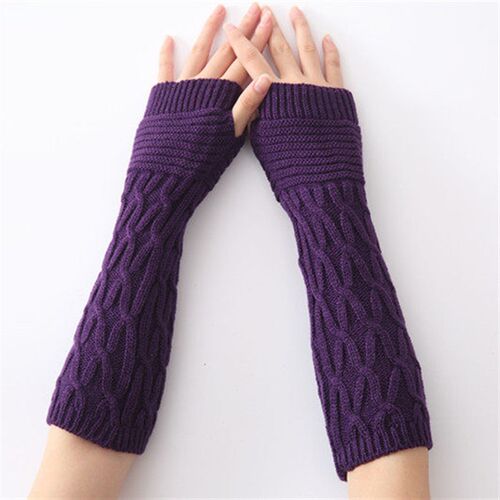 New tumn and Winter Knitted Half-finger Open-finger Gloves W