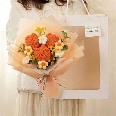 Crochet Graduation Woven Flower Bouquet Rose Knitting