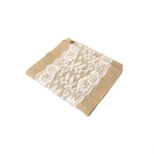 Linen table flag lace cloth Christmas黄麻布桌旗蕾丝桌布装饰
