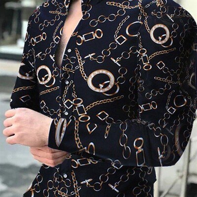 2022 Leopard Color Piece Men's Slim Shirt Autumn Casual