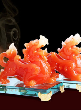 仿玉貔貅摆件一对家居招财聚财皮丘客厅摆设酒柜开业礼品开张送礼