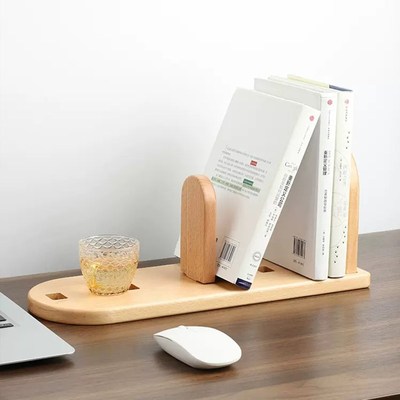 榉木质定制桌面书立架书本绘本文件可调节书挡学生办公复古风书靠