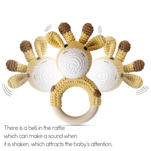 1pc Baby Teether Music Rattles for Kids Animal Crochet Rattl