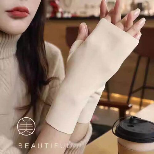 Ladys Winter Self-Heating Double-Sided De绒 Half-Finger Thi