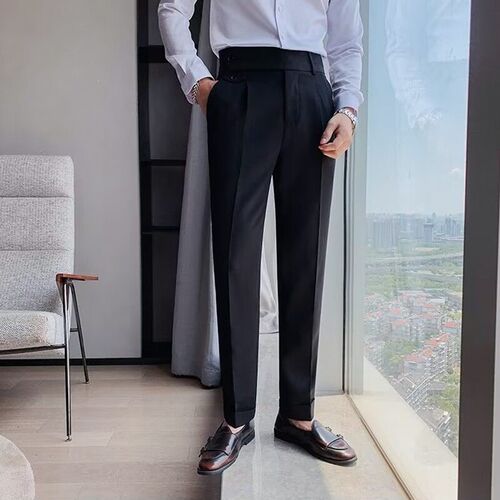 [shopee] Th Mens Slim Fit Small Feet High Waist Business So