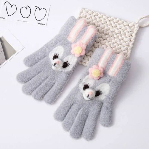 5-12 Years Winter Children Girl Gloves Knitted Warm Soft Car