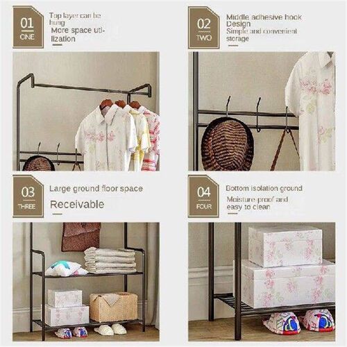 Floor-To-Floor Large Wardrobe HangersDouble Row Shelves for