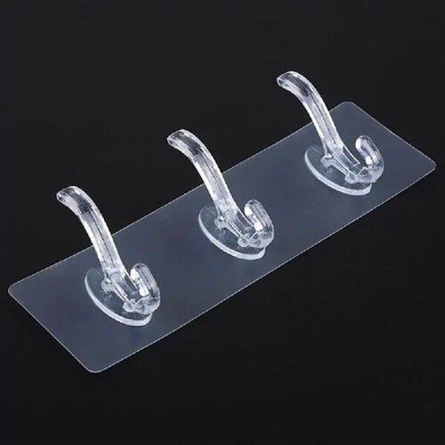 3pcs Transparent Wall Hooks Hanger Self Adhesive Door Wall