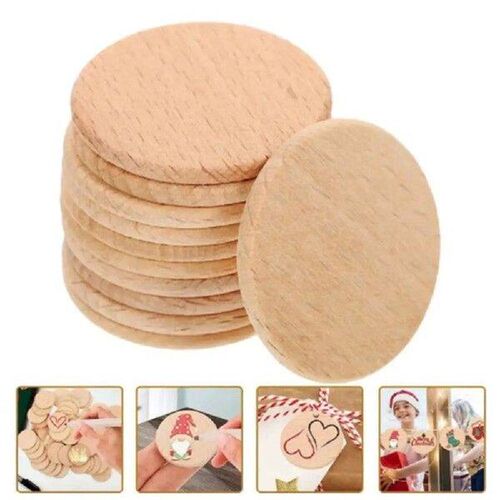 10pcs Natural Beech Natural Wood Round Disc Wood Craft