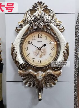 大号豪华大象挂钟客厅挂表欧式复古奢华壁钟艺术时钟创意静音钟表