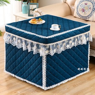 新款电炉罩烤火桌罩正方形电取暖套子桌布80x80加厚麻将机罩8片款