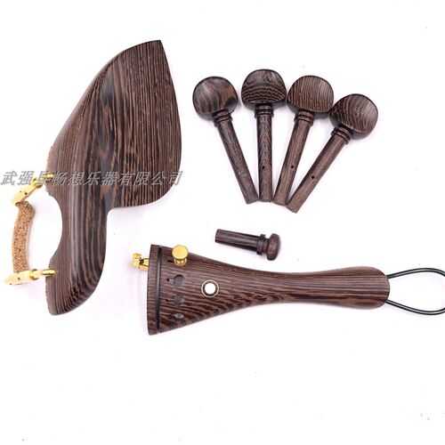 4/4提琴配件小提琴配件鸡翅木拉弦板腮托弦轴尾柱装配好