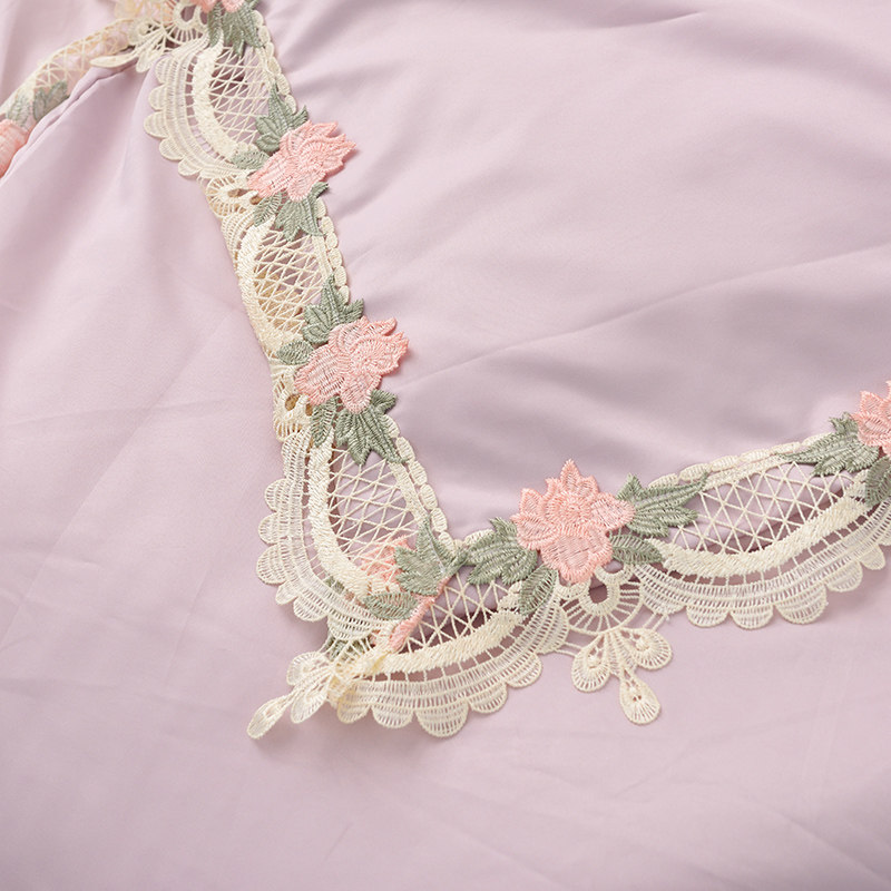 夏季水洗真丝四件公主风裸睡丝滑冰丝蕾丝花边床裙被床上用品,床上用品,床品套件/四件套/多件套,淘宝优惠券,粉丝福利购,淘宝优惠卷