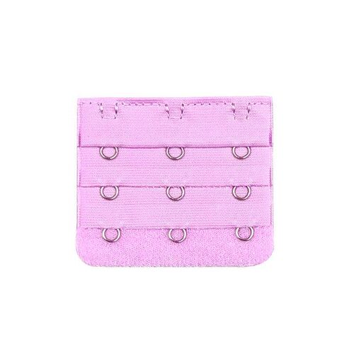 Three-row, three-hook extended bra extender with metal clasp