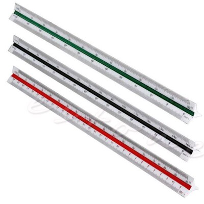 300mm Triangular Metric Scale Draughtsmens Ruler For Enginee