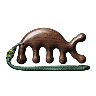 天然黑檀木梳子五齿梳头部经络梳头皮按摩梳疏通绿檀女士家用养发