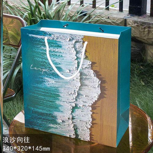 Oil painting gift bag tote bag bouquet wrapping paper bag