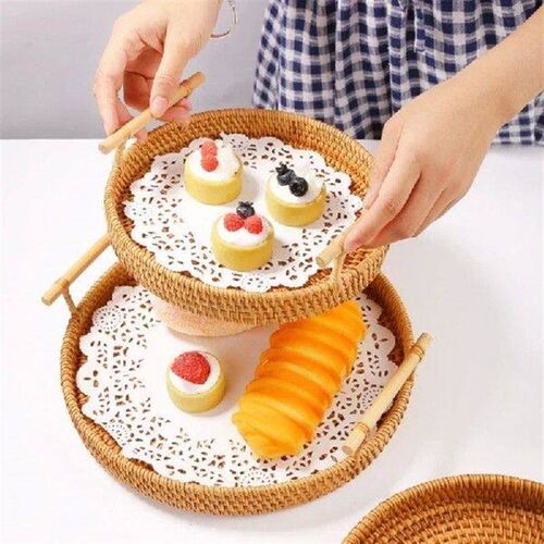 Rattan Water Fruit Basket Japanese Bread Mantou Living Room